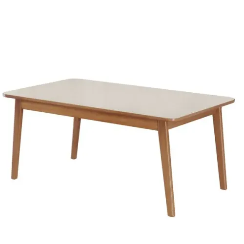 Mesa de Jantar Roma Madeira Maciça160x90 Com Vidro Off White Carvalho