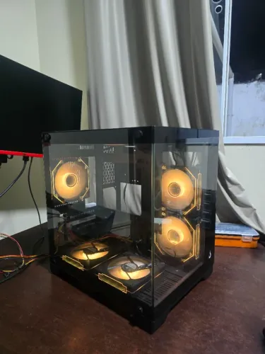 Gabinete gamer aquário com 6 fans argb + controladora