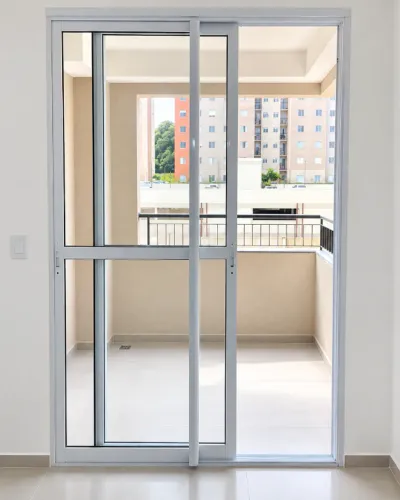 PORTA DE CORRER ALUMÍNIO BRANCO COM VIDRO 1,455 x 2,17 m