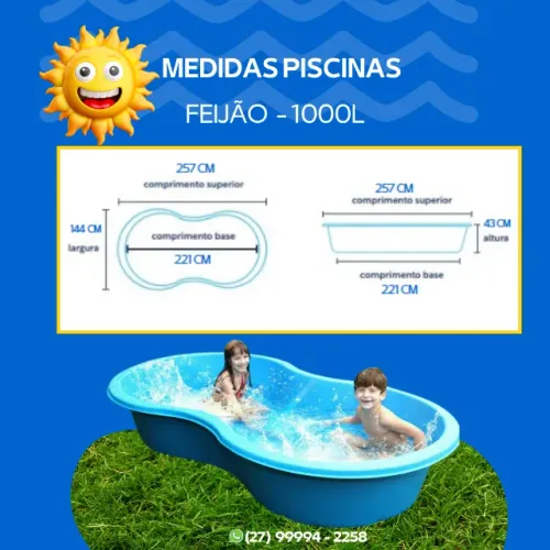 LIQUIDAÇÃO DE INVERNO- PISCINA FEIJÃO 1.000L -APENAS R$ 599,00. Ultimas Peças *