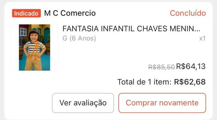 Fantasias infantil