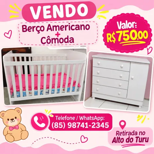 Vendo Berço Americano + Cômoda
