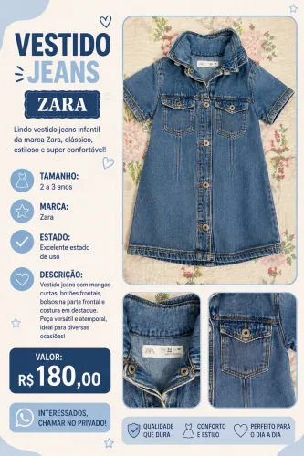 VESTIDO JEANS INFANTIL FEMININO - ZARA