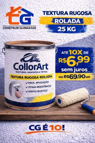Textura rugosa rolada Collorart 25kg - R$69,90 de até 10x SEM JUROS.
