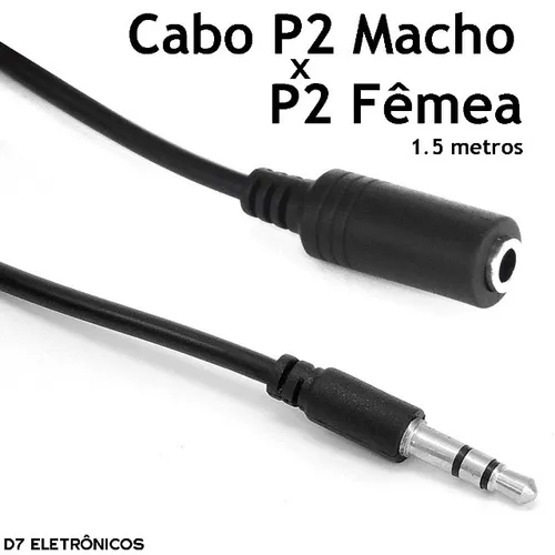 Cabo Extensão P2 1,5 metros Macho x Fêmea