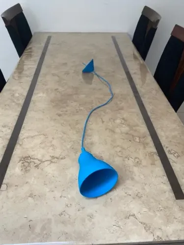 Lustre silicone azul abajur luminaria