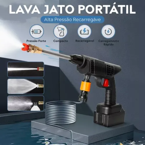 Lavadora Lava Jato Alta Pressão Portátil com Bateria Potente