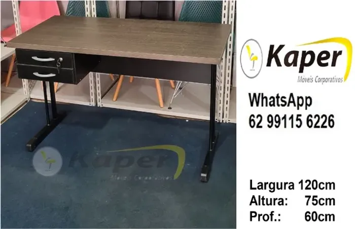 Mesa 120 escritório pé metal c/ 02 gavetas ( produto novo ) Promoção !