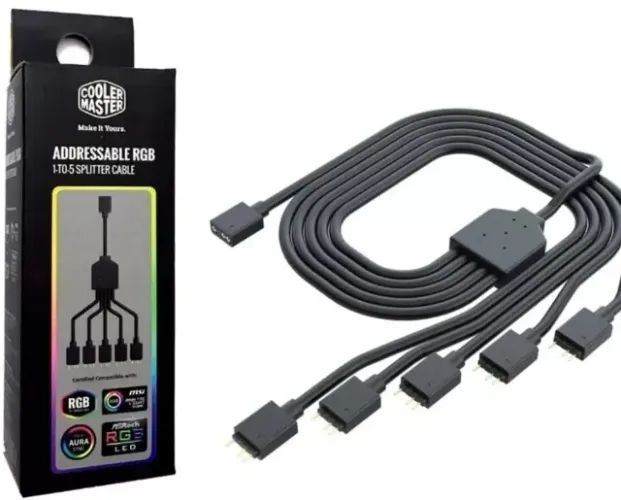 Extensor RGB Cooler Master Hub / Cabo Splitter Led Argb 1 A 5 / 5v 3p