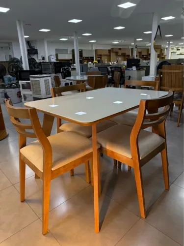 MESA IRACI RETANGULAR + CADEIRA FABRICIA:*