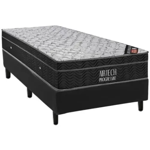 Colchão Solteiro Airtech Progressive + Base Box Simples 