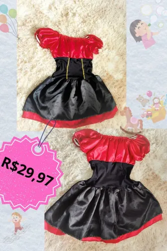 Vestido Infantil Vermelho e Preto - Fantasia