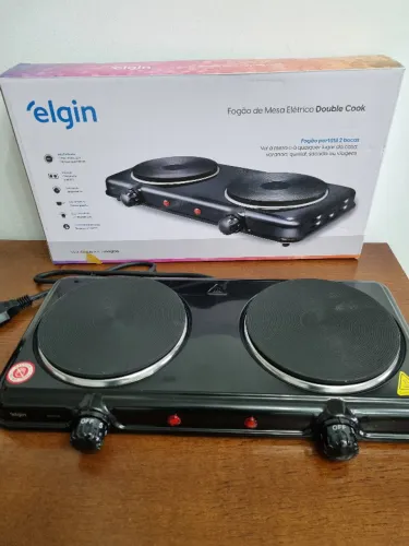 Fogão Elétrico Cooktop 2 Bocas - 2.000W - Voltagem 110 e 220 (não é bivolt) - Novo