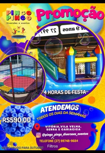 Pula pula e Tobogã com Piscina de Bolinha