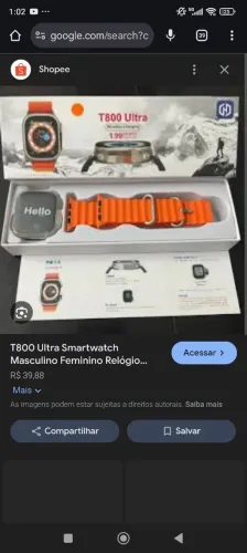 Relógio t800 ultra