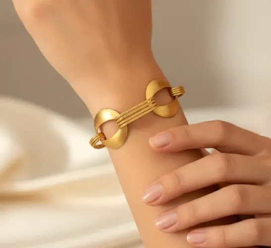 Pulseira Dourada com Elos - Bijuteria Fina