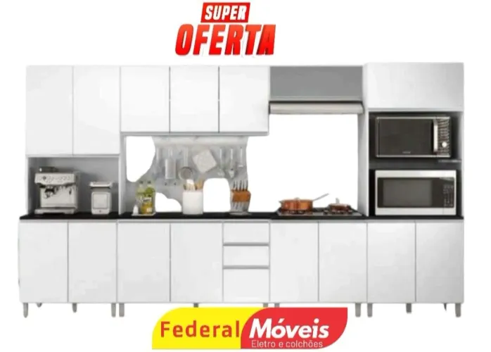 Armário para Cozinha Completo - Novo, Espaçoso e Resistente!