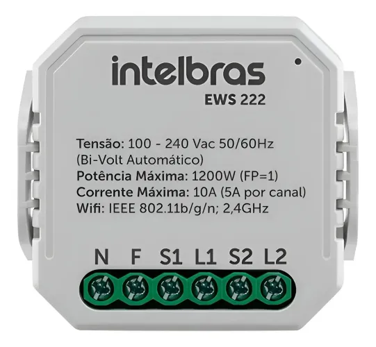 Interruptor Controlador De Cargas 2/2 Intelbras Ews 222