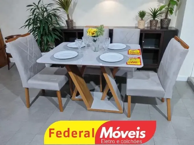 Mesa de Jantar 1,20x90cm c/ 4 Cadeiras (NOS CHAME NO WHATSAPP)