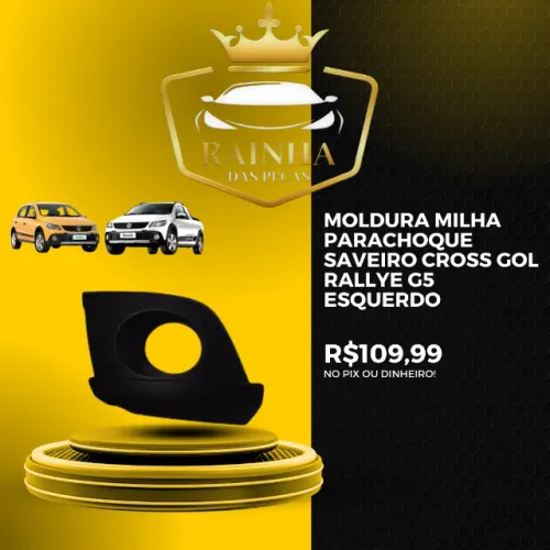 Moldura Milha Parachoque Saveiro Cross e Gol Rallye G5 Lado Esquerdo