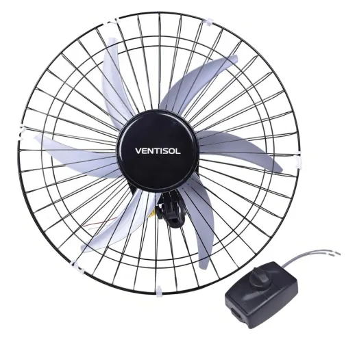 Ventilador Oscilante De Parede Ventisol Steel 6 Pás 50cm Preto Bivolt