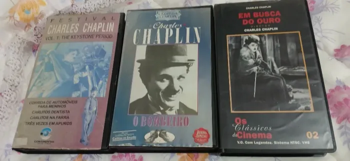 Kit 3 Filmes Em Vhs Charlie Chaplin - Ver Descrição