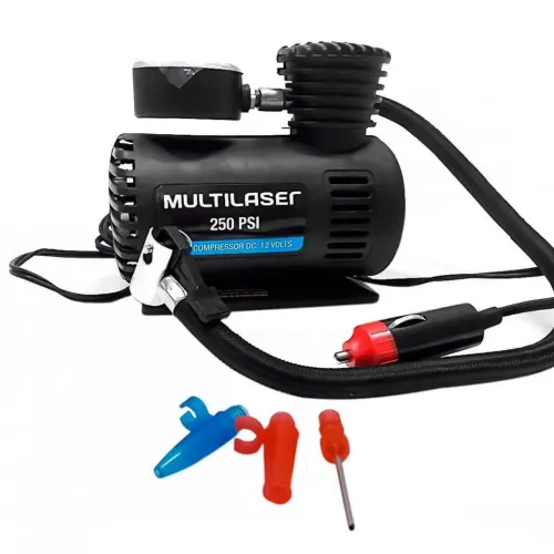 Aparelho compressor de ar veicular 12v multilaser - bomba de ar encher pneu carro , moto 