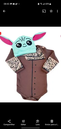 Fantasia Baby Yoda - Body e Touca. Novo!