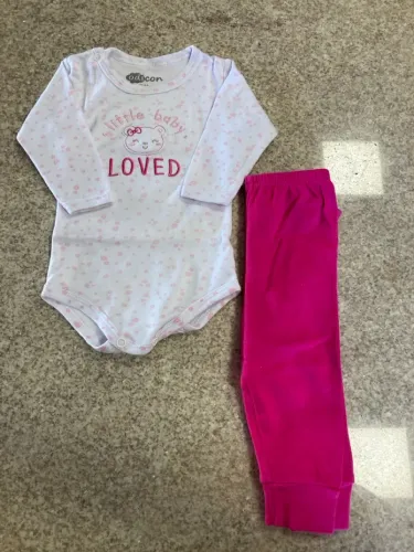 Conjunto Body e Calça Rosa para Bebê