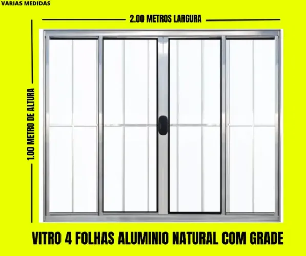 vitro em aluminio brilhante - grade - cod 2p frete a/c