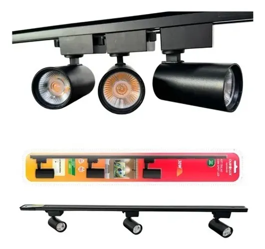 Kit Trilho Eletrificado 1M + 3 Spot Led 30w Preto Ou Branco (Jk Eletrônicos)