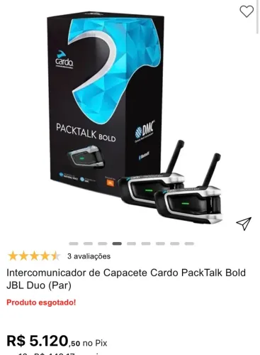 PAR Intercomunicador de Capacete Cardo PackTalk Bold JBL Duo