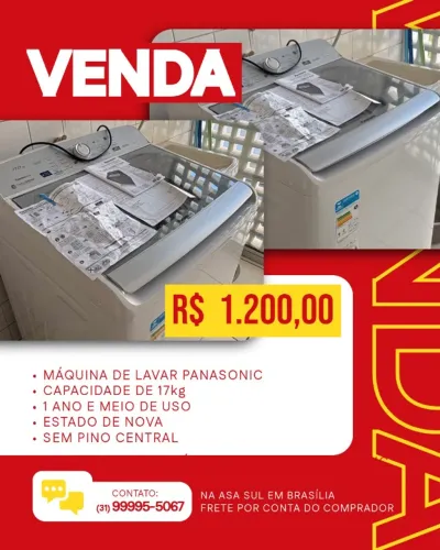 Máquina de Lavar Panasonic - 17kg
