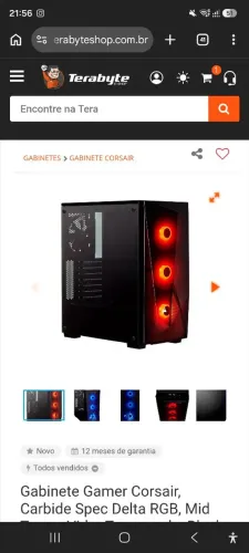 Gabinete Gamer Corsair Spec-Delta RGB Vidro Temperado (Com 4 Fans + Caixa Original)