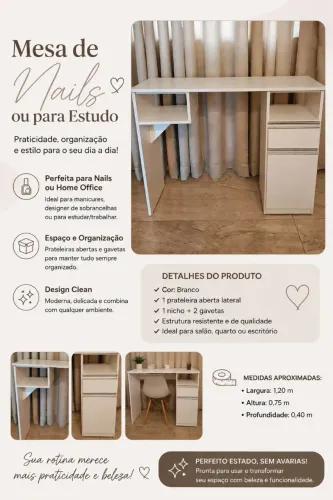 Mesa para manicure, nails design ou estudo