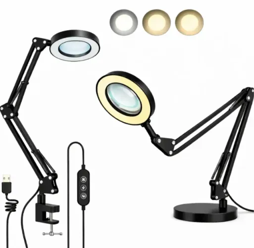 Luminária Lupa Led Articulada Mesa Usb 10x Cor Preta Forte