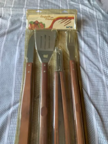 Conjunto para Churrasco MOR antigo com 4 pc originais. Peças em inox