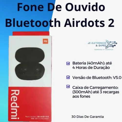 Fone De Ouvido Bluetooth Redmi Airdots 2 - - loja física - entrega rápida