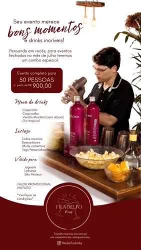 Serviço de bar tender para festas e confraternizações.