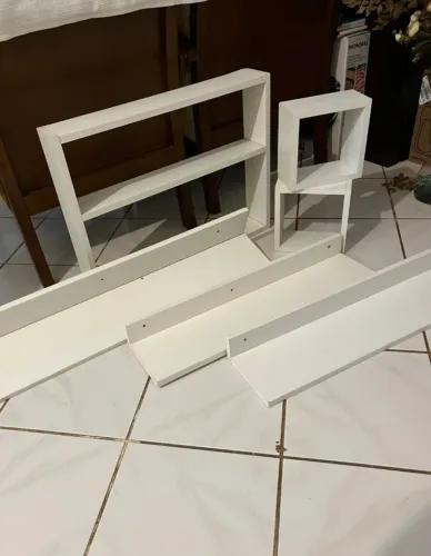 Kit 1 Nicho + 3 Prateleiras + 2Cubos - Decoração MDF