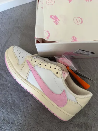 Travis Scott x Air Jordan 1 Low Sail Tropical Pink Shy Pink Muslin