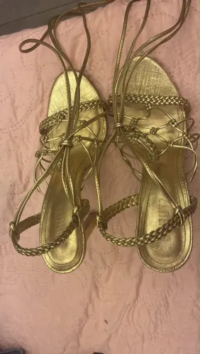 Sandália Schutz Dourada Original Salto Alto 11,5 cm - Tam. 37