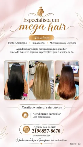 Manutenção ou colocação de mega hair
