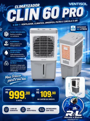 Climatizador Ventisol 60l Pro Novo Produto Loja R L Moveis Na Caixa/Pronta Entrega