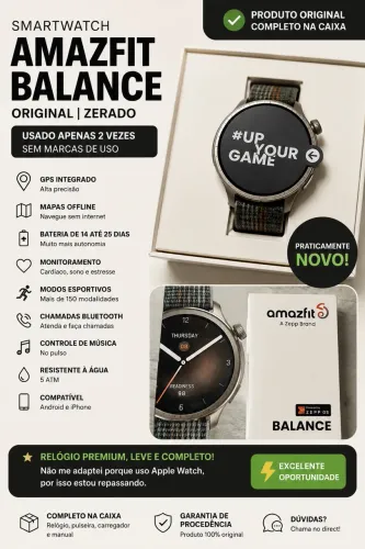 SMARTWATCH AMAZFIT BALANCE ORIGINAL, GPS, MAPAS OFFLINE e BATERIA ABSURDA!