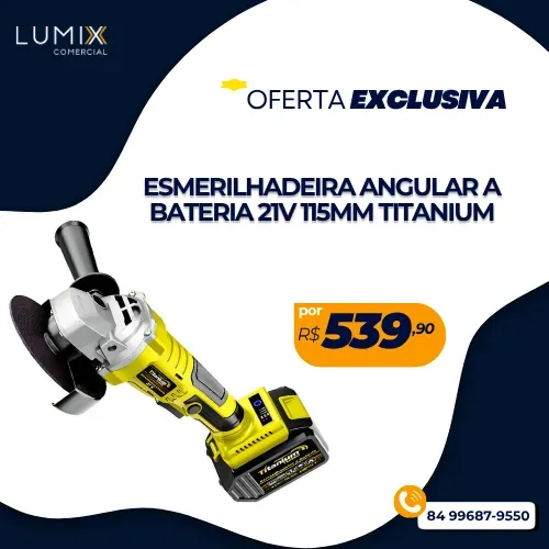 ESMERILHADEIRA ANGULAR A BATERIA 21V 115MM TITANIUM