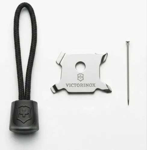 Kit Victorinox: 2 Cordões Lanyard Preto + 2 Alfinetes + 2 Chaves Quattro<br>