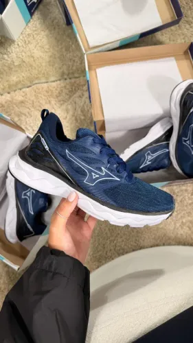 Tênis Mizuno Space 5 Azul Solado Branco Masculino Premium - Disponível 38 AO 43