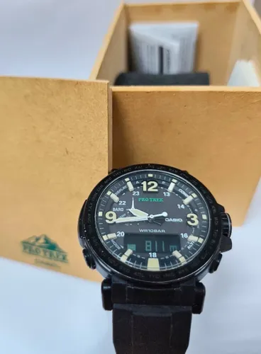 Casio Pro Trek PRG 600Y 1DR Tough Solar, 3 sensores funcionando perf na caixa com manual