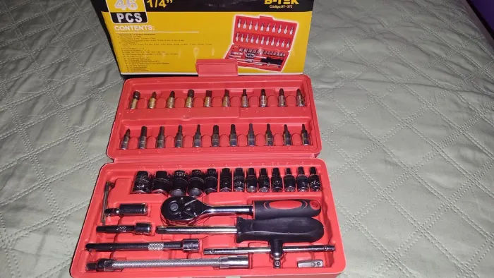 Jogo Chaves Soquete 46 Peças com Catraca + Maleta Resistente